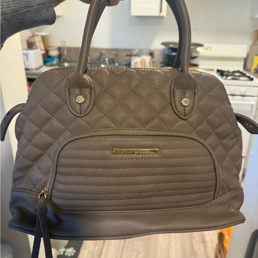 Steve Madden Taupe Quilted Satchel